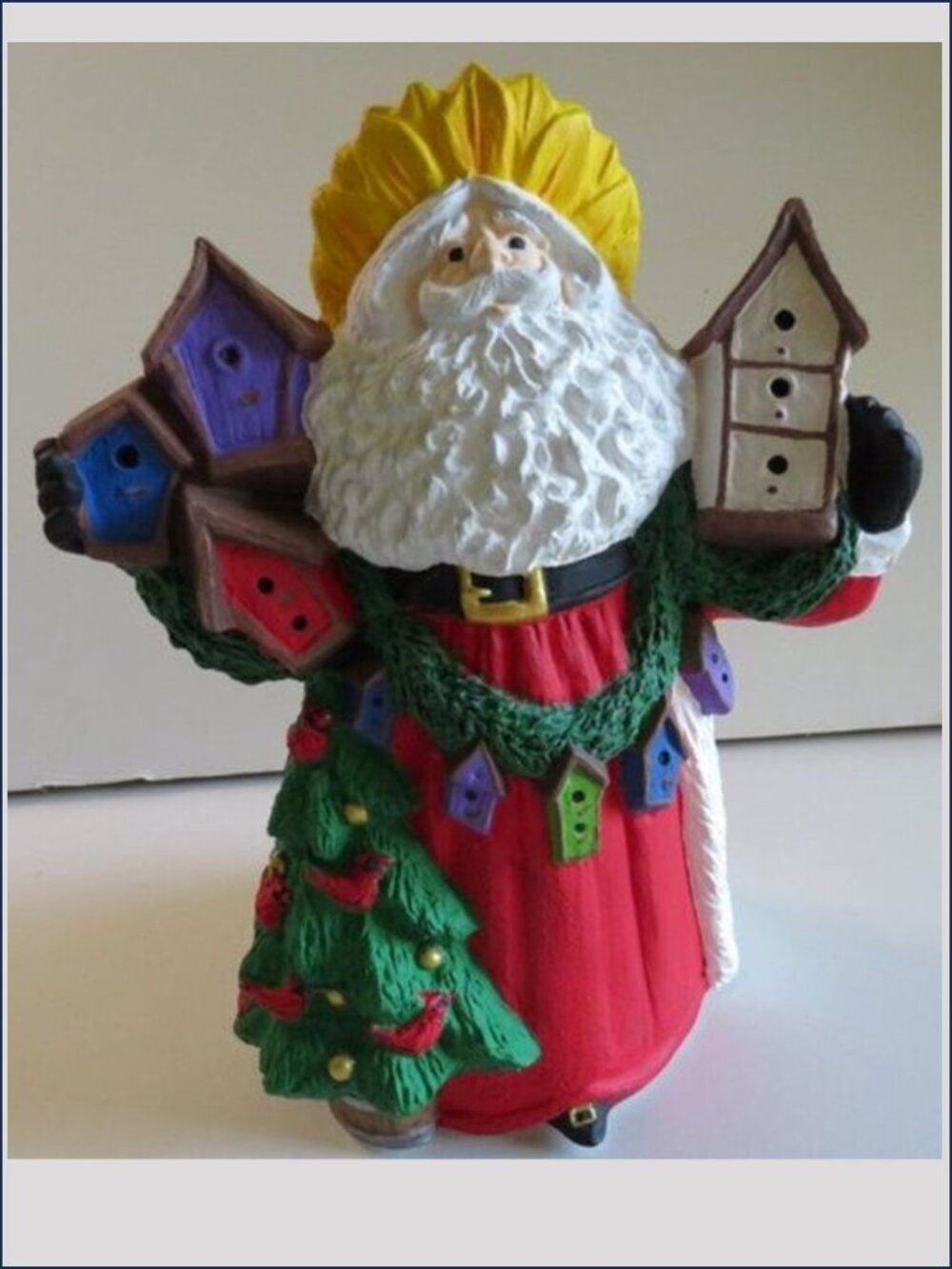Vintage Hand Painted Ceramic Sunflower Santa Claus Figurine Christmas St Nick